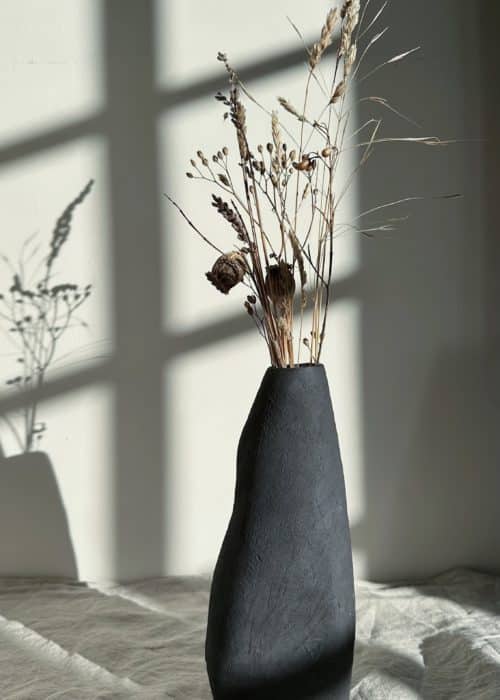 hand-built black vase
