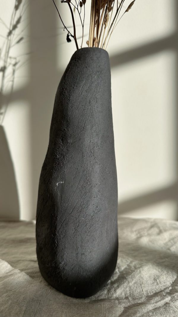 hand-built black vase