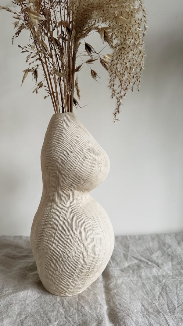 White stoneware vase